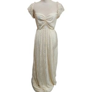 Ethereal Romantic Cream Floral Lace Maxi Sleeve Ruched Sweetheart Wedding/photo